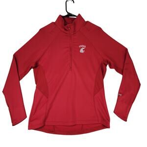 WA State Cougars 1/4 Zip Pullover XL Women Under Armour Red Wicking‎ Breathable